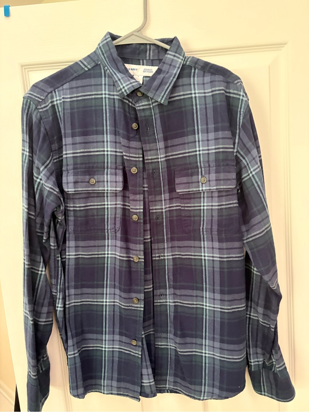 Old Navy Blue Plaid Button-Down Shirt